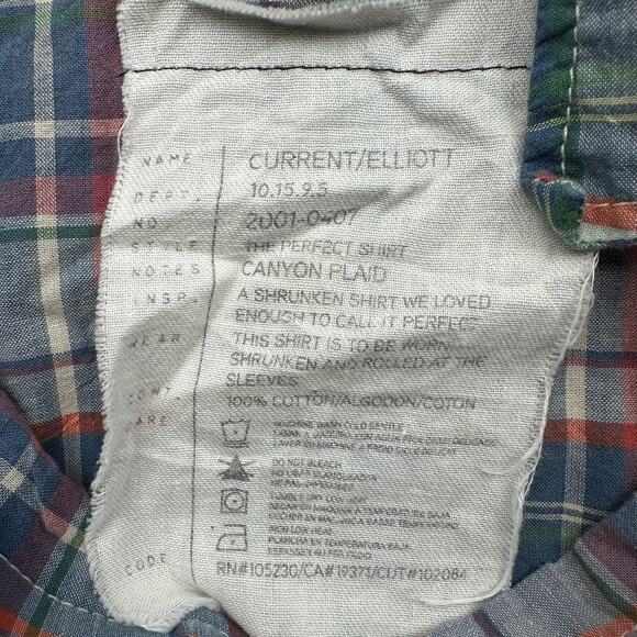 Current Elliot The Perfect Shirt Canyon Plaid Button Shirt Large Long Sleeve - Picture 2 of 10